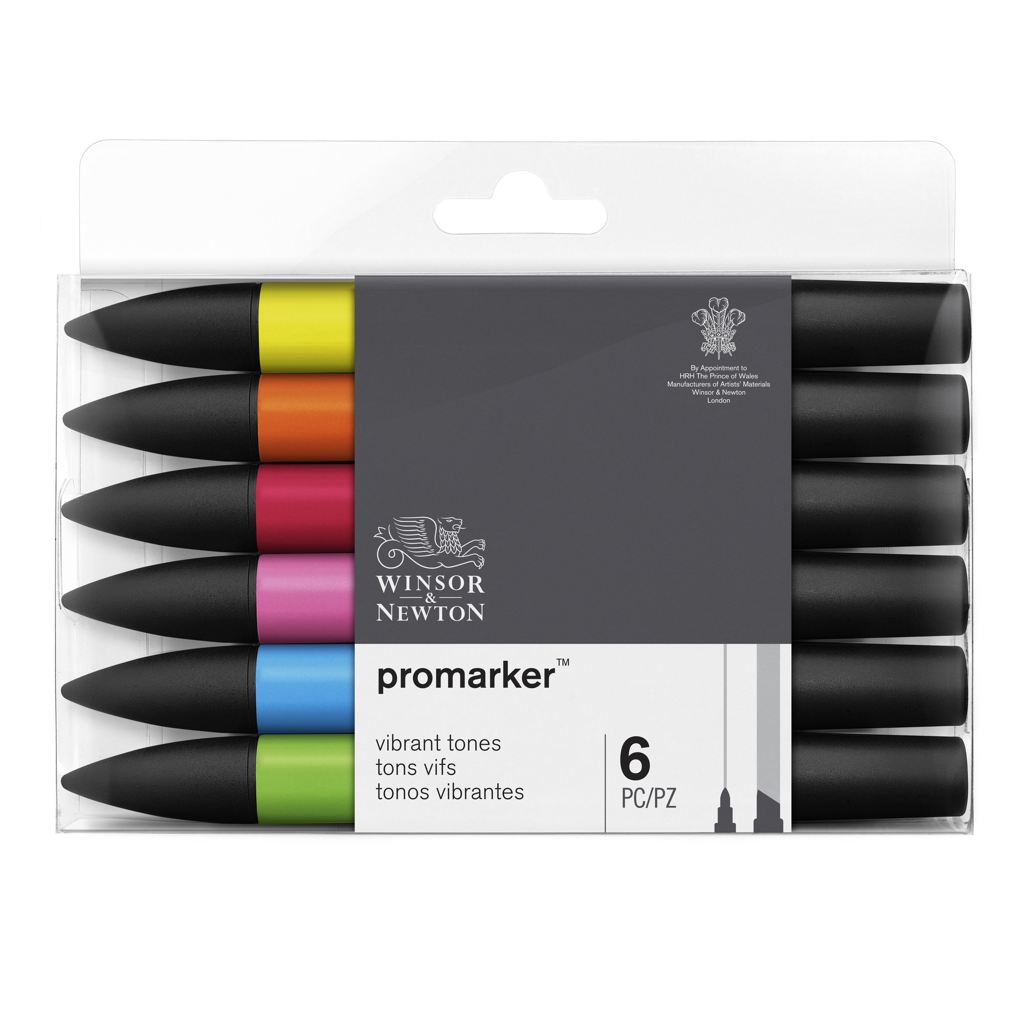 Winsor & Newton Promarker Graphic Drawing Pens Vibrant Tones Set of 6 Markers